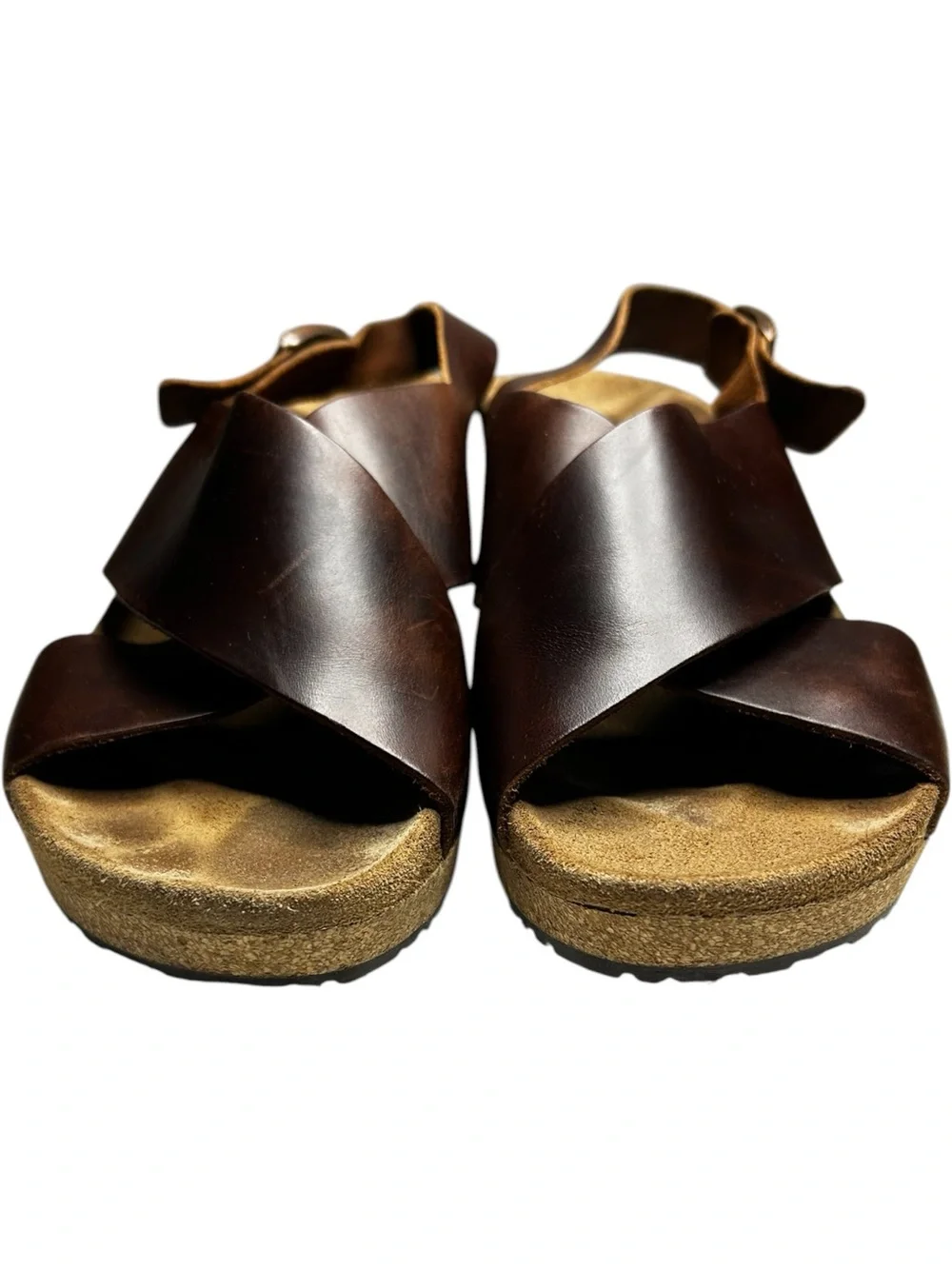 Birkenstock Papillio Samira Wedge Sandals Cognac Leather EU 39 US 8 Narrow/Med - Picture 4 of 12